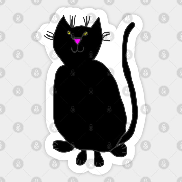 Black String Kitty Cat Sticker by ellenhenryart